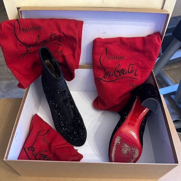 Christian Louboutin Shoes - Moulamax 85 Ankle Boots – Velvet Galactica  Size 39 / US 9